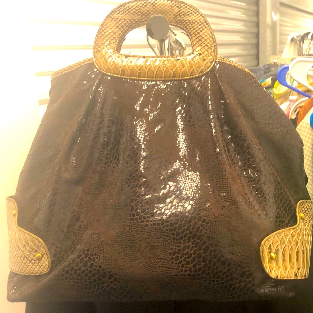 Large snake print handbag